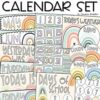 Calendar Set Boho Rainbow Theme kindergarten-3rd grade