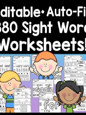 Editable Auto Fill Sight Word Worksheets kindergarten